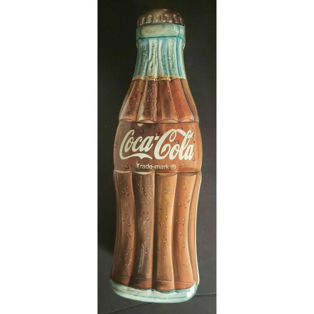 Vintage Large 13" Tall Coca Cola Coke Bottle Tin With Hinged Lid 1997 U128